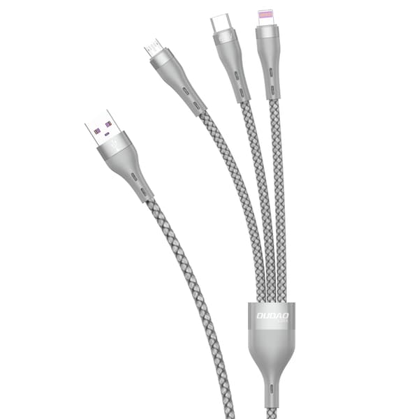 Dudao 3-i-1 USB-kabel - Lightning / microUSB / USB Typ C 65W 1,2m grå (L20X)