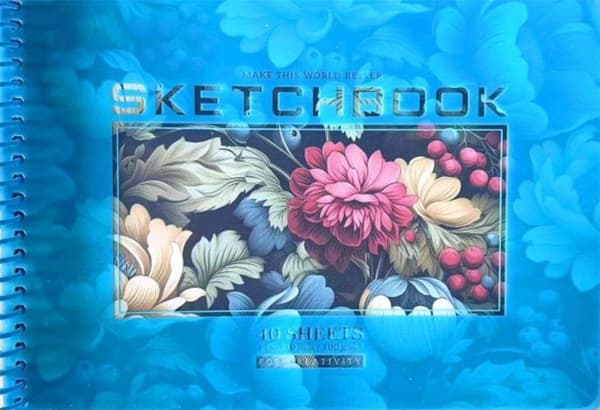 Skissbok A5/40K slät cirkel Blommor FRESH