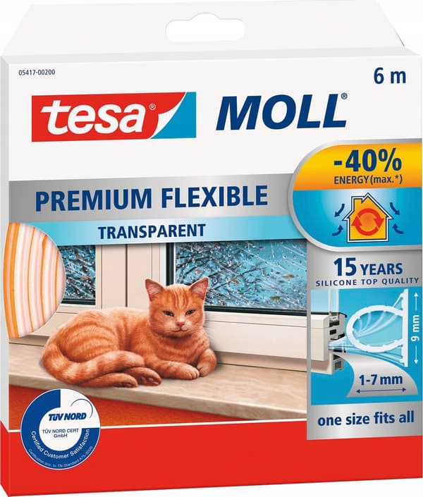 Silikonpackning Premium Flexibel 6m, transparent /8st /