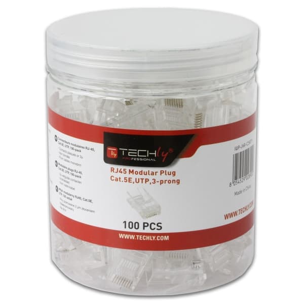 Techly 028900 Cat5e UTP RJ45 modulaaripistoke johdolle, 100 kappaletta