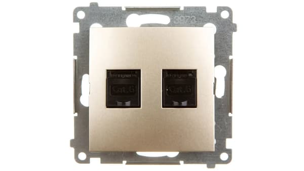 Kontakt-Simon Computerstik SIMON54 dobbelt 2xRJ45 kat.6 med overskyet mat - D62.01/44