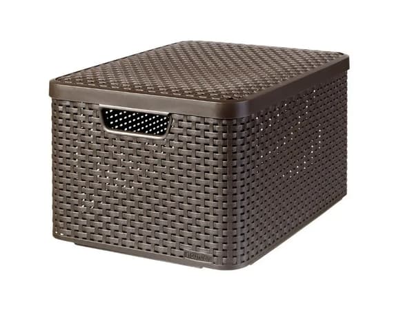 Kurv med låg Curver Rattan Style L mørkebrun
