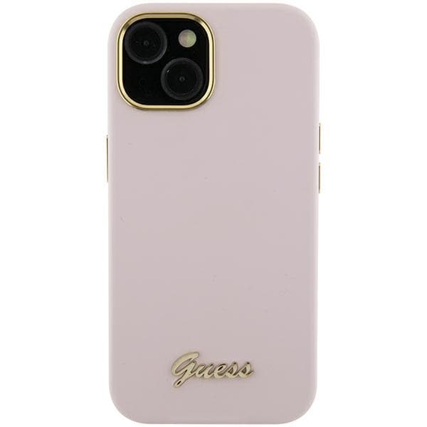 GUESS GUHCP15LSMBSLP IPHONE 15 PRO 6.1\" PINKKI HARDCASE SILIKONI SCRIPT METAL LOGO & FRAME