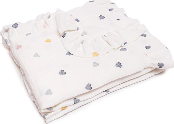 MUSLIN PULP TÆPPE 90X100 CM FARVEDE HJERTER