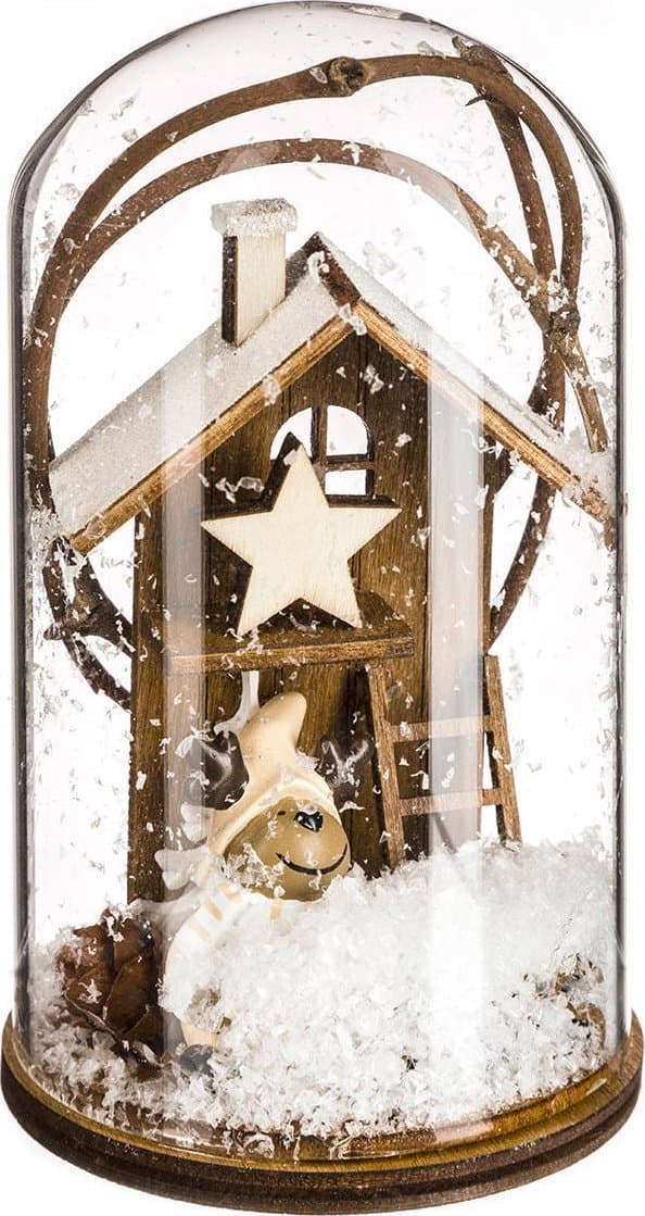 Fééric Lights and Christmas Glaskupol med träprydnad, 12,5 cm