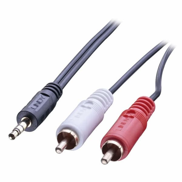 Lindy 35685 audiokaapeli 10 m 2 x RCA 3.5mm Musta