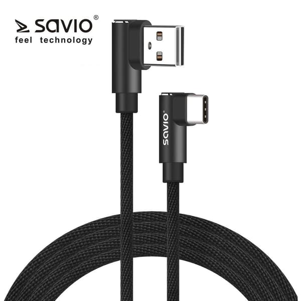 Kabel USB Savio USB-A - USB-C 2 m Sort (1_815992)