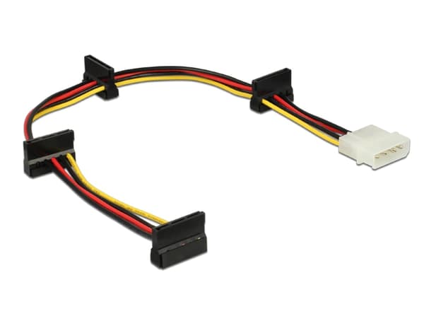 Adapterkabel 4-stift (5,25\") hane > 4x SATA 15-stift hona (svart/röd, 40cm)