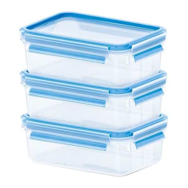 Emsa Food Clip&Close transp./blå 3-pak 0,55L