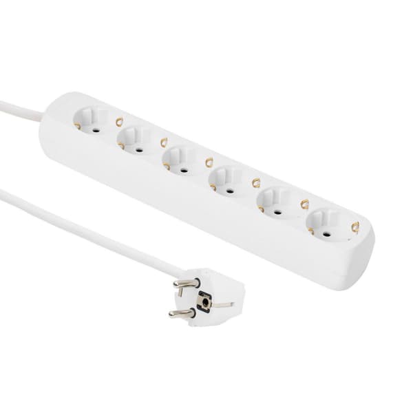 MicroConnect 6-vejs Schuko Stikdåse 5M Hvid
