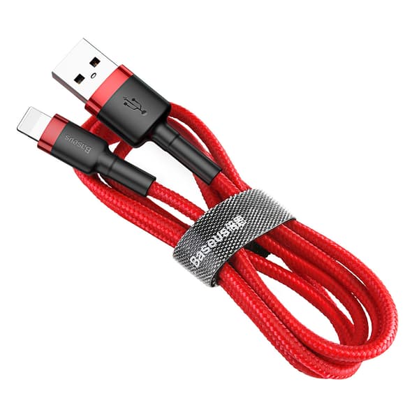 Baseus Lightning Cafule Kabel 2.4A 0.5m Rød + Rød (CALKLF-A09)