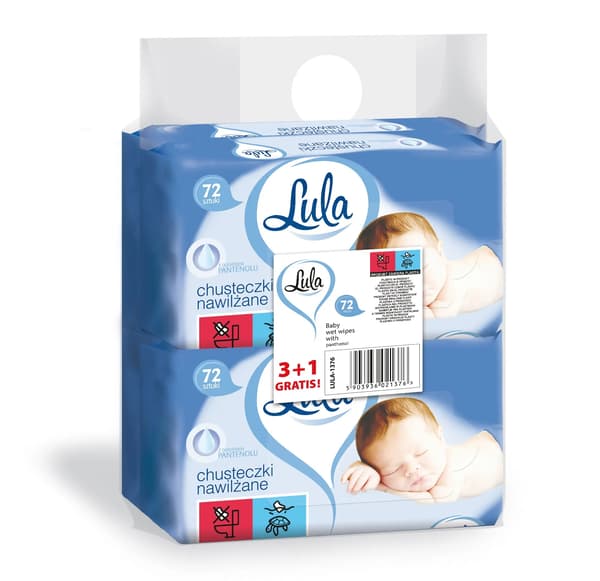 Lula Våtservetter med Panthenol 72st 3+1 gratis