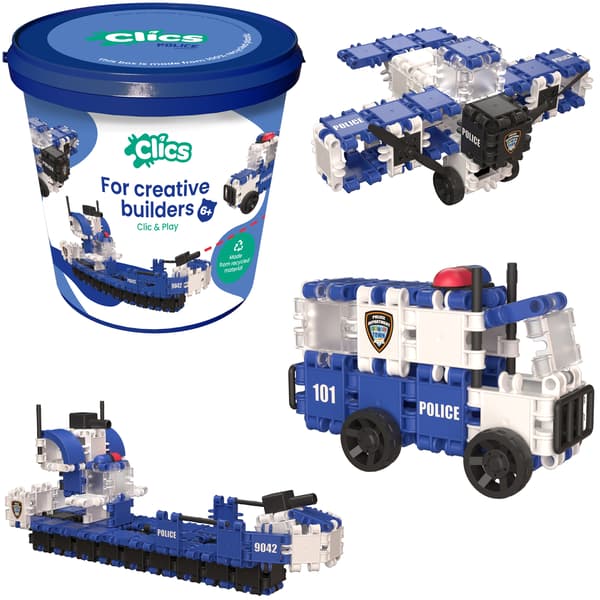 CLICS klossar 8 i 1 hink, 135 delar Polis CB-196