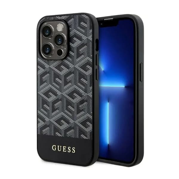 Originalt GUESS Hardcase GUHMP14LHGCFSEK til iPhone 14 PRO (MAG GCUBE / sort)