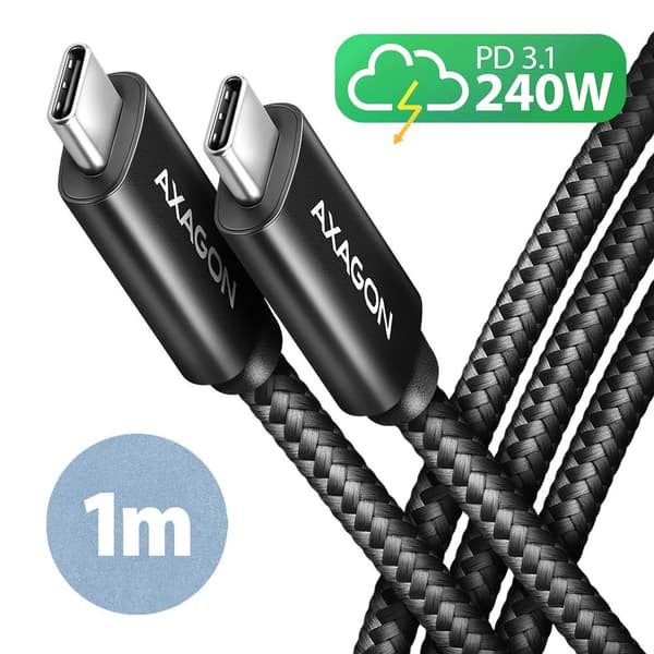 BUCM2-CM10AB USB-C-kaapeli - USB-C, 1,0 m 5A lataus, ALU, 240W PD, punos, USB2.0