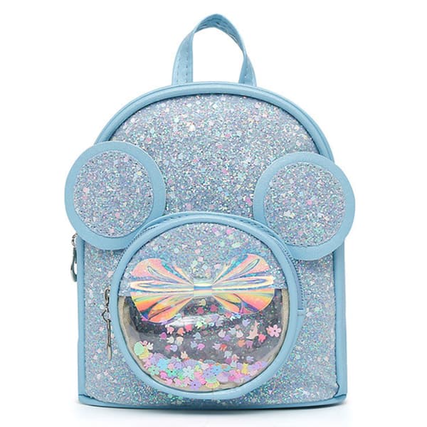 Børne Rygsæk Med Pailletter Museører Blå 22cm 3L