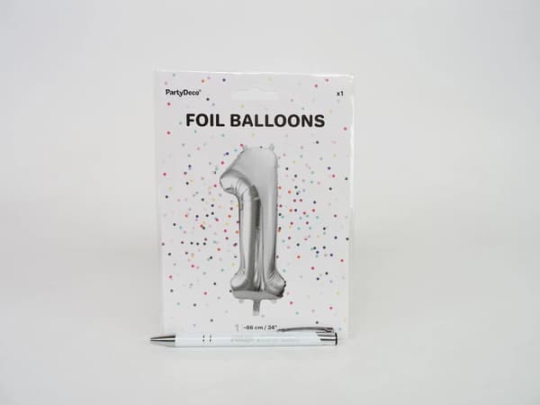 Party Deco Folieballong Nummer \"1\", 86cm, silver universal