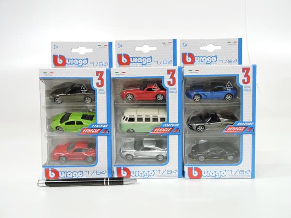 *AST. BBURAGO metall 1:64 FORDON 3 PK 3 wz.
