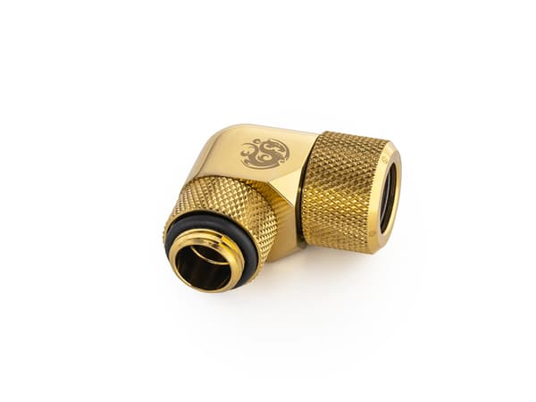 Bitspower Advanced Multi-Link Adapter Connectors 90 grader G1/4 tommer AG til Hard Tube 12mm AD - Drejelig, Messing