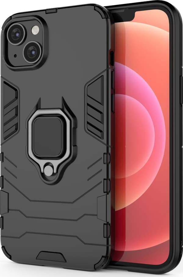 Ring Armor Cover til iPhone 14 pansret cover magnetisk holderring sort