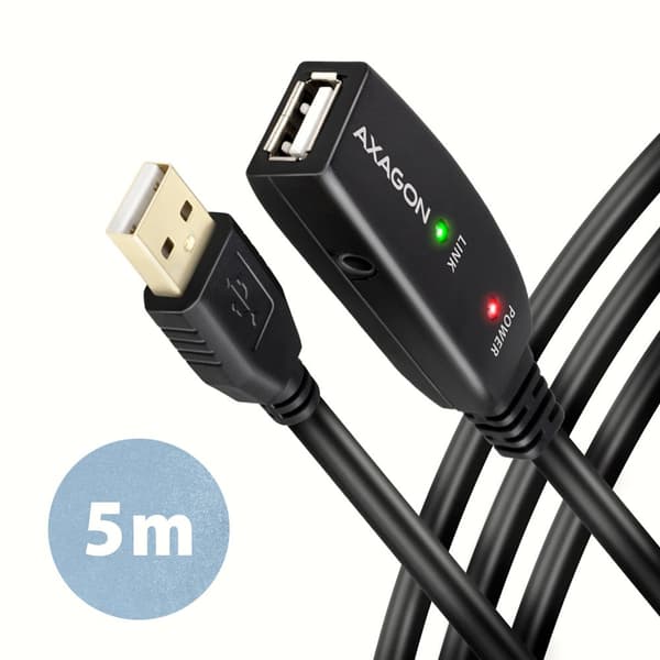 Axagon USB-A USB-kabel - USB-A 5 m Sort (ADR205)