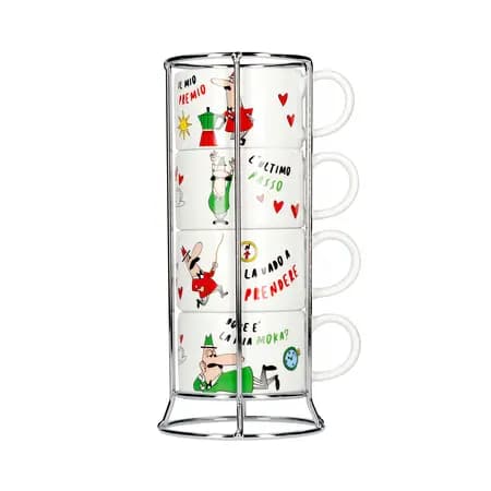 Bialetti Italia - 4 cappuccinokupin setti telineellä