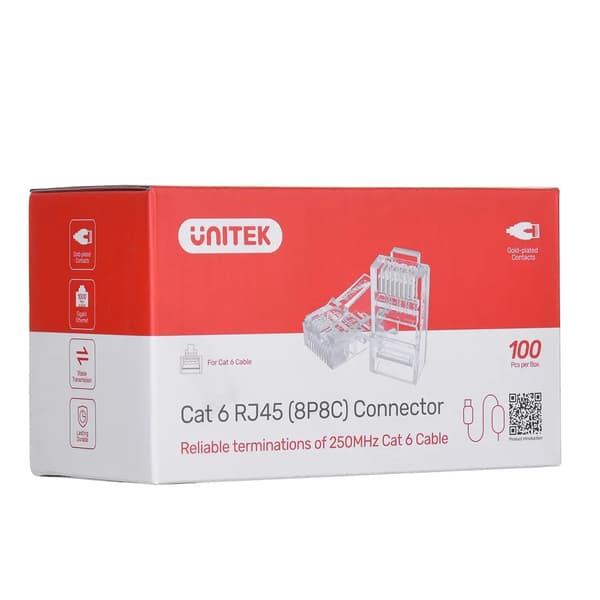 Unitek modulstik RJ45 Cat.6 100 stk.