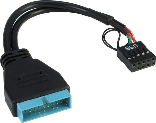 Inter-Tech USB 19-pin - USB 9-pin, 0,15m, Sort (88885217)