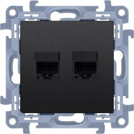 Simon 10 RJ45 Jack Cat.6+ RJ11 Telefonstik (Modul) Mat Sort C6T.01/49