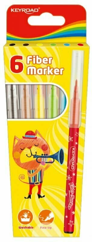 Fiber Marker filtpennor 6 färger