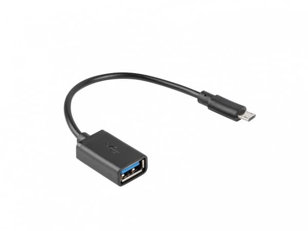 USB-SOVITIN MICRO (M) 2.0->USB-A (F) 15CM OTG MUSTA LANBERG