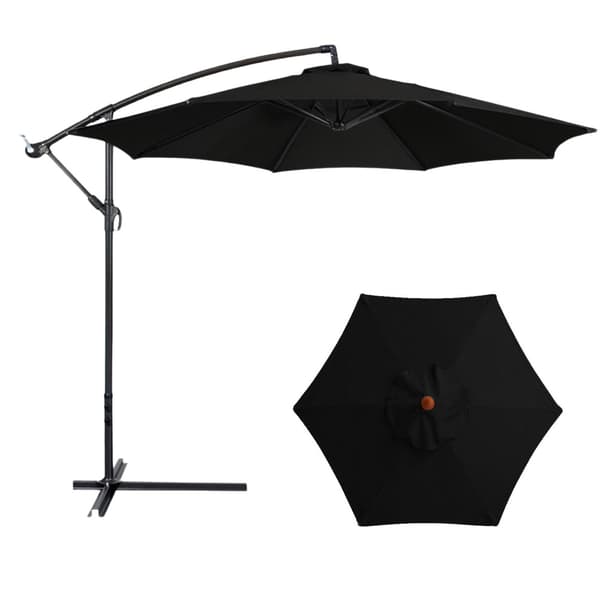 Sidehaveparasol med justerbar vippefunktion og overtræk 350 x 250 cm Sort