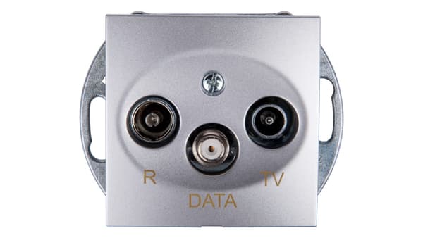 Simon 54 Antennipistorasia RD/TV/DATA hopeanvärinen matta DAD.01/43