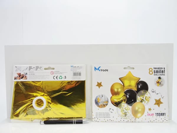 Sæt balloner med hjerte og konfetti 30-46cm 8 stk guld sort BCF-105