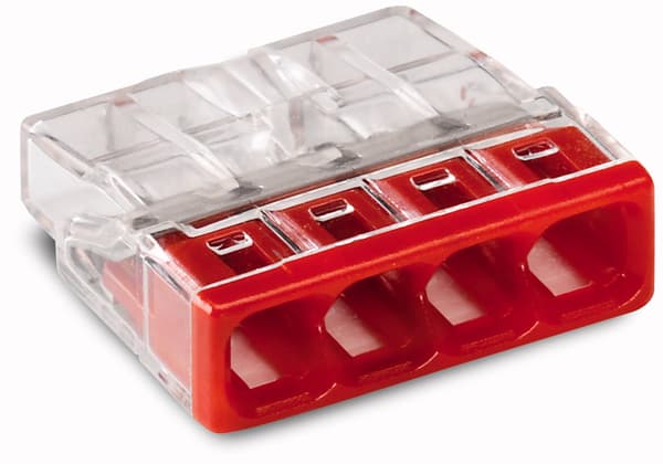 Wago Kompakt samlemuffe 4-leder transparent/rød (2273-204)