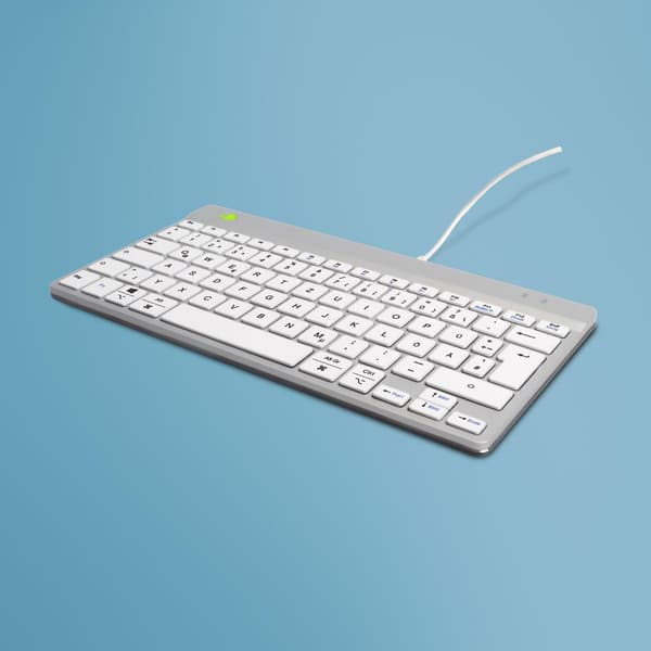R-Go Tools Compact Break ergonomiskt tangentbord QWERTZ (DE), trådbundet, vitt