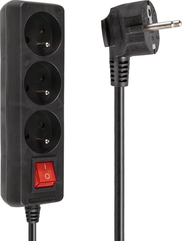 Libox stikdåse 3 stik 3 m sort (LB0081B-3)