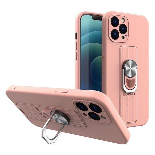 Ring Case Silikonecover med fingerholder og stativ til Xiaomi Redmi Note 11 Pro pink
