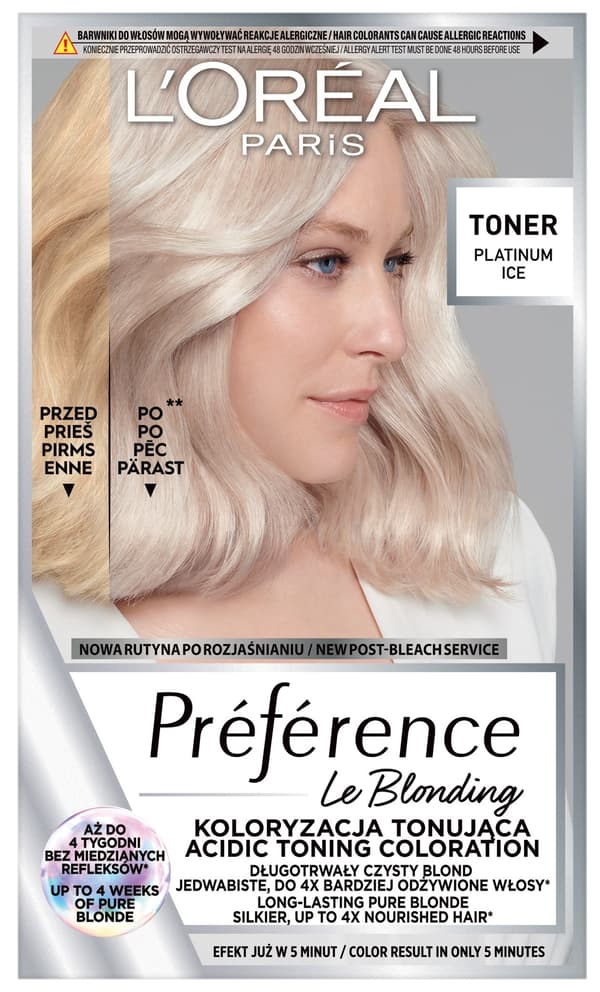 LOREAL Preference Le Blonding Toner farve til blondt hår - Platinum Ice 1stk.