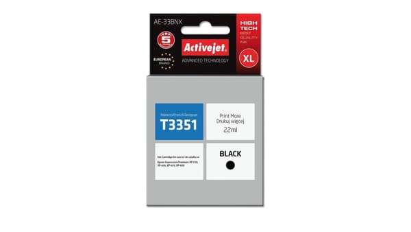 Activejet AE-33BNX blækpatron sort til Epson printer (erstatning for Epson 33XL T3351) Supreme