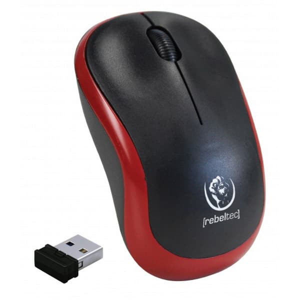 REBELTEC METEOR MUS RØD/SORT TRÅDLØS USB