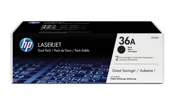HP 36A - 2-pak - sort - original - LaserJet - tonerpatron (CB436AD)