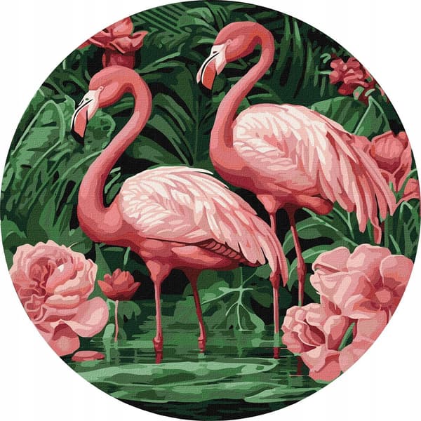 Måla efter nummer sträcker sig över ramen - Flamingos i...