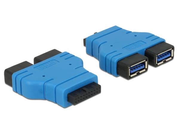 DELOCK-sovitin USB 3.0 -nastaliitin -> 2x A-naaras rinnakkain