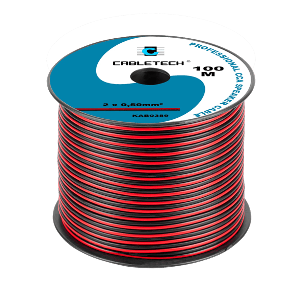 Cabletech Kabel CCA Højttalerkabel 0.50mm sort/rød