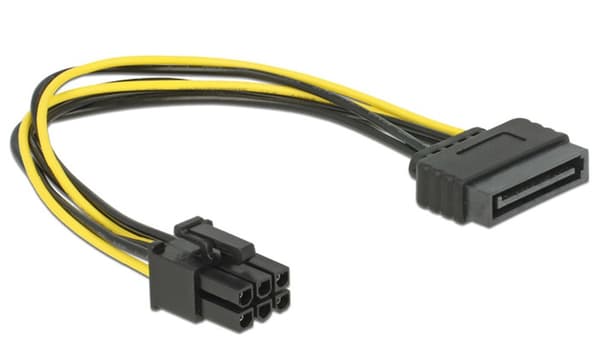 Strömadapterkabel 15-stifts SATA > 6-stifts PCIe (21 cm)