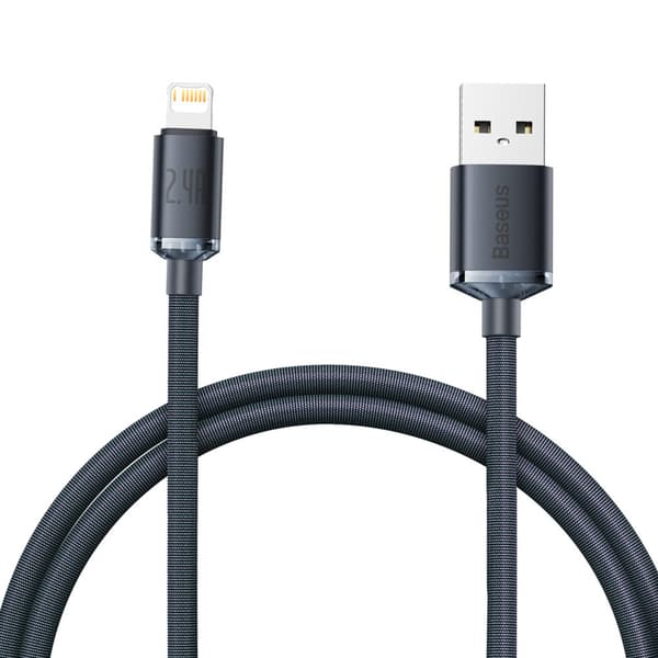 Baseus Lightning Crystal Shine Cable Series Hurtigopladningsdatakabel 2.4A 1.2m Sort (CAJY000001)