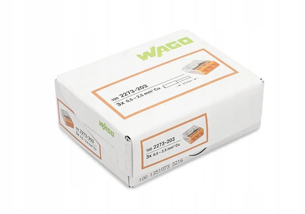Wago Kompakt samlemuffe 3-leder transparent/orange (2273-203)
