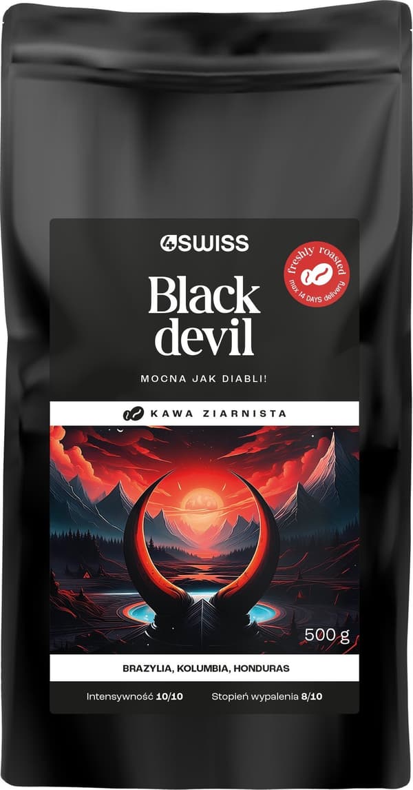 4Swiss Black Devil Friskristede Kaffebønner 500 g
