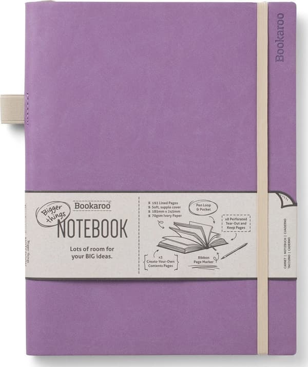 Bookaroo Notesbog Journal stor - Lys lilla